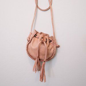 Vintage-Inspired Blush Leather Bucket Bag from Anthropologie